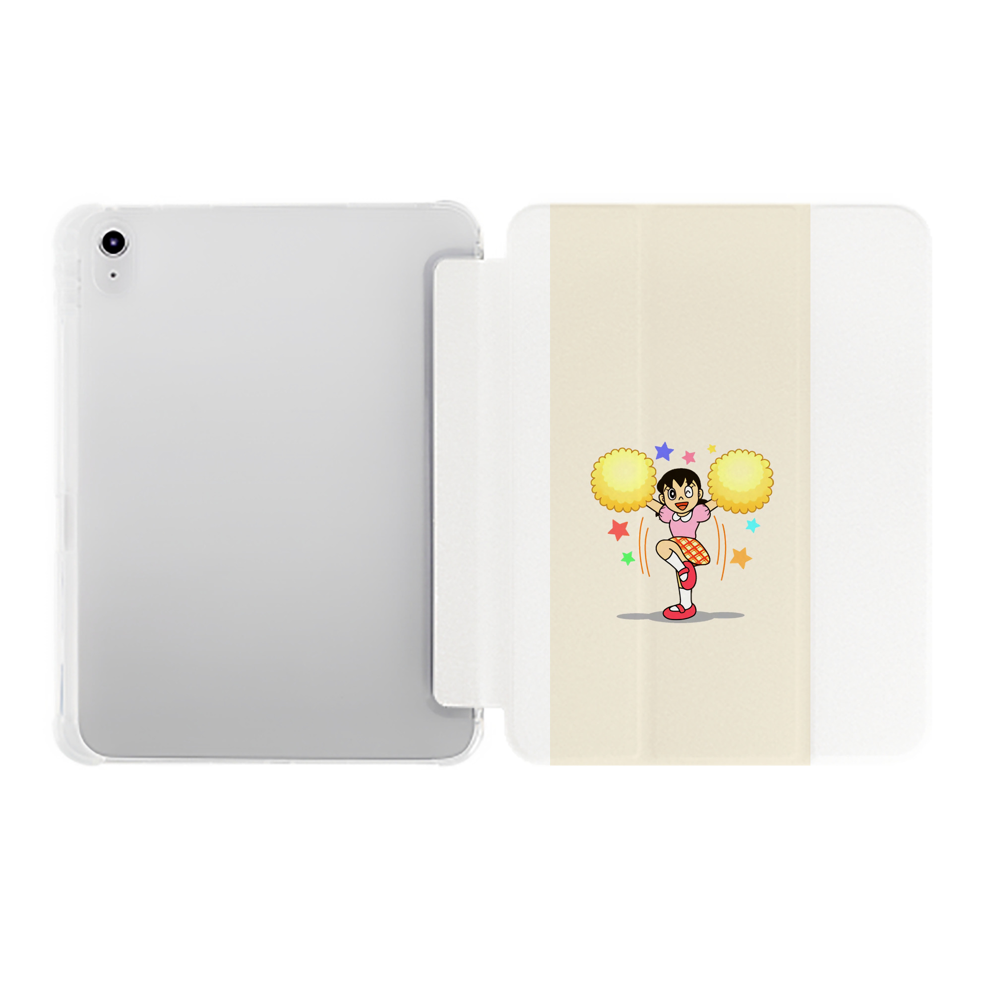 （画像用） ドラえもん みなもと しずか Doraemon Shizuka Minamoto IPad ケース ペン収納付き 三つ折りスタンド PUレザー×シリコン 対応機種9.5/10.5/10.9インチ